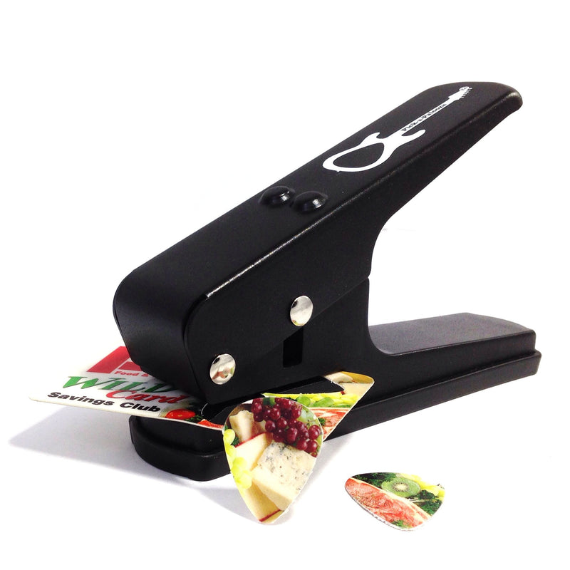 Pick-a-Palooza DIY Guitar Pick Punch with Leather Key Chain Pick Holder, 15 Pick Strips and a Guitar File - Black/Black