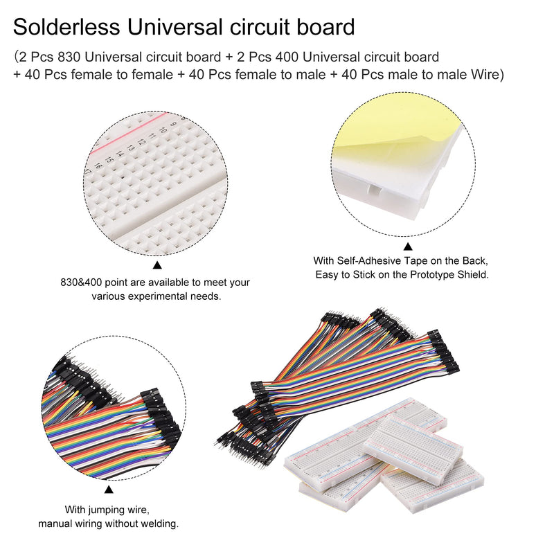 MECCANIXITY Breadboards Kit 830,400 Point Solderless Breadboards with M/F Jumper Wire for Proto Shield Distribution Connecting Blocks 1 Set