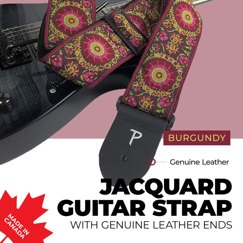 Perri's Leathers Ltd. Jaquard Collection Guitar Straps Burgandy