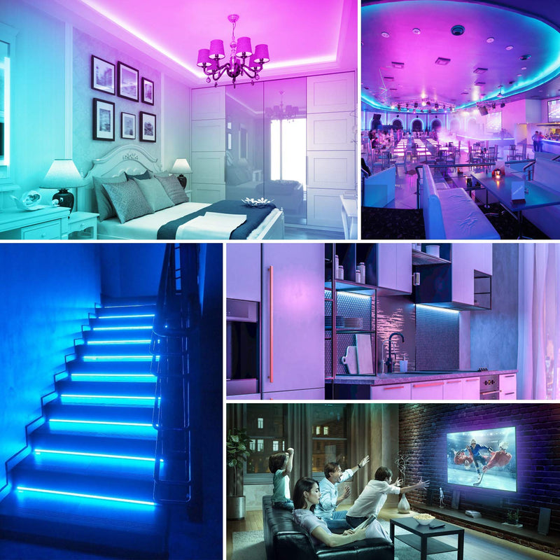 [AUSTRALIA] - LED Strip Lights 50FT, Music Sync RGB Color Changing Led Strip Lights 5050 LED Lights, with 44 Keys IR Remote and 12V Power Supply, LED Rope/Tape Lights for Bed Room/TV/Kitchen/Party, Non-Waterproof 