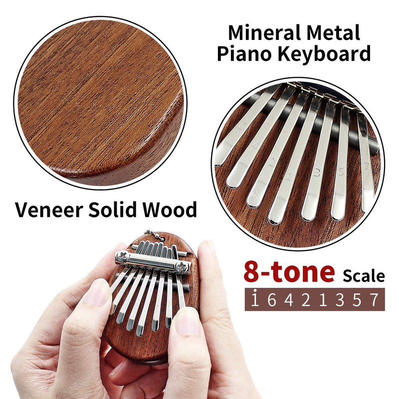 Hordion Kalimba Thumb Piano 8 Keys Mini Portable Wooden Finger Mbira Instrument with Lanyard for Kids and Adults Beginners