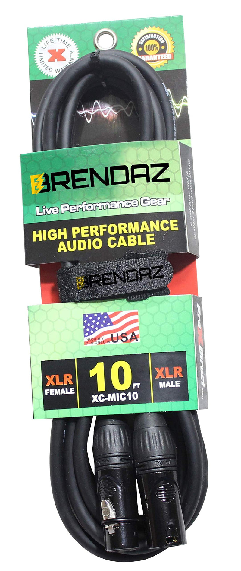 BRENDAZ Balanced XLR Female to XLR Male 3-Pin High Performance Pro Microphone Cable Compatible with Shure SM58-LC, SM58S, SM57-LC, SM7B Vocal Microphone (10-Feet) 10-Feet