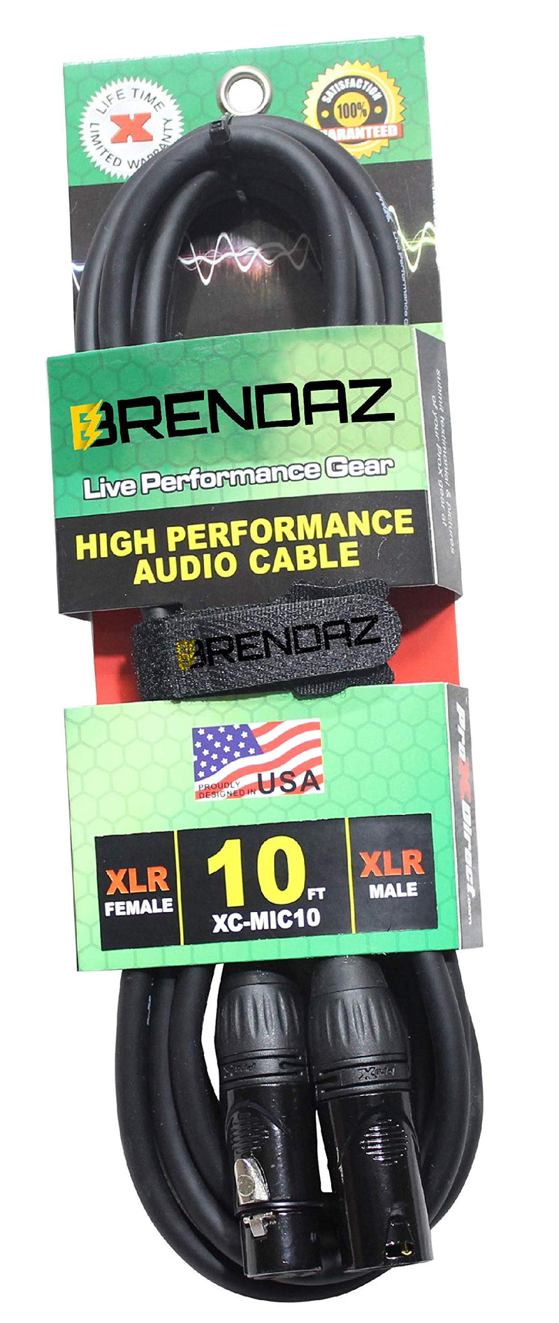 BRENDAZ XLR Male to XLR Female Cable, High Performance Pro 3-pin XLR Cable Compatible with Behringer XM8500, XM1800S, BA 85A Microphones or Eurolive, Europort PA Speaker System. (10-Feet) 10-Feet