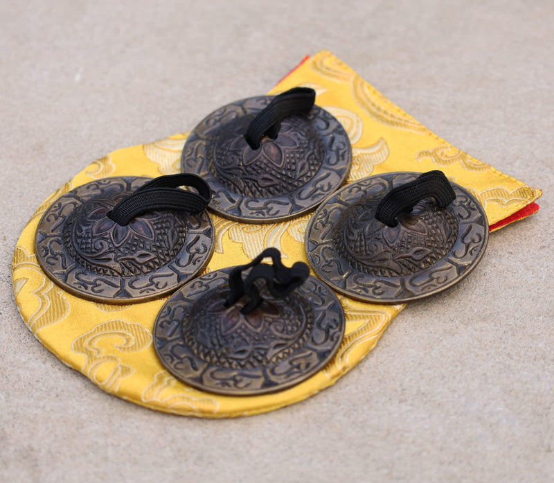 DharmaObjects Belly Dancing Antique OM Pro Finger Cymbals Zills Antiqued