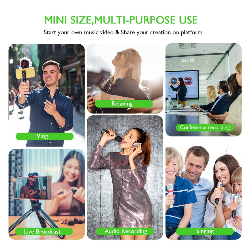 Milisten 4 Sets Mini Microphone, Karaoke Tiny Microphone, Portable Asmr Microphone with Clip Stand and Wind Muffs, Universal 3.5mm Connector for Phone, Laptop Chatting and Singing