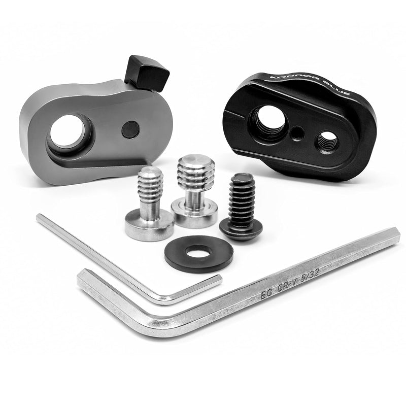 KONDOR BLUE Mini Quick Release Plate for Camera Tripod, Gimbal, Video Monitor, Magic Arm, Flash Bracket, Stabilizer | Arri 3/8" Mount and 1/4" Threads (Black | Gray) Black | Gray