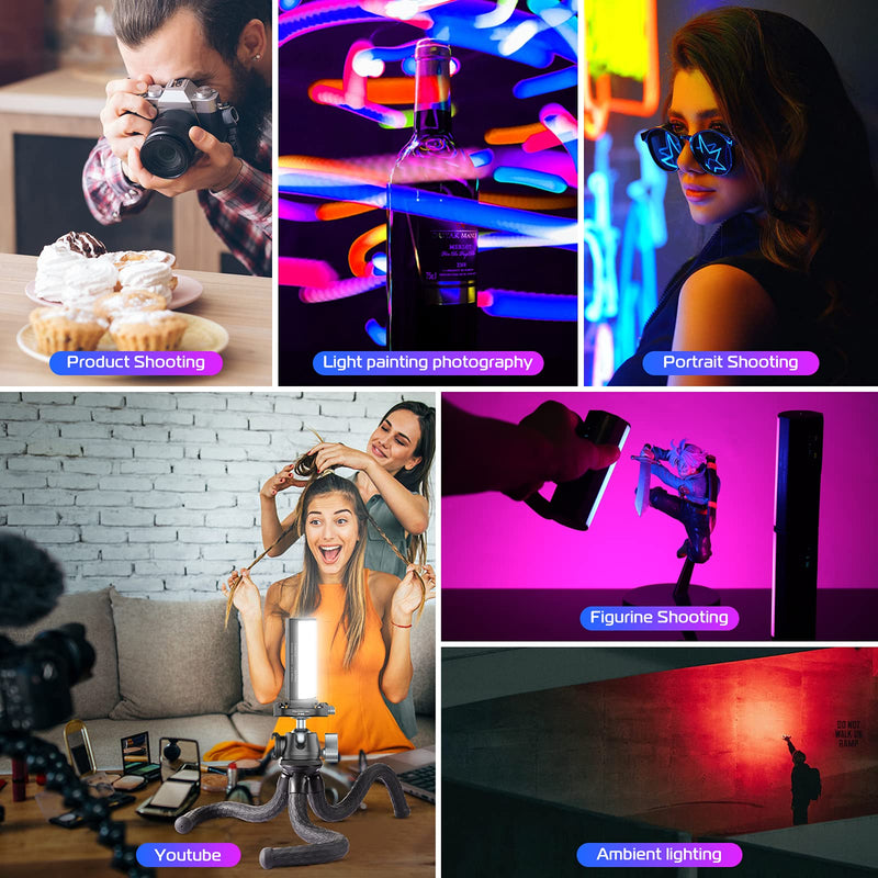 ULANZI Handheld Light Wand, 360° RGB LED Video Light for Photography, 2000mAh Rechargeable Mini Light Stick for Video Shooting, 2500-9000K Dimmable Camera Light w LCD, Support Magnetic Attraction 1 Piece