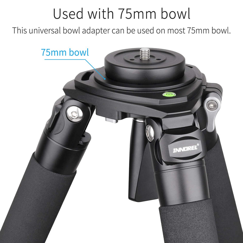INNOREL 2.95in/75mm Universal Bowl Adapter, CNC Aluminum Alloy Metal Half Ball Bowl Leveler Adapter Convert Video Bowl with 3/8 in Screw Mount on Tripods and Fluid Head for INNOREL RT90C/LT364C/LT324C BL75N