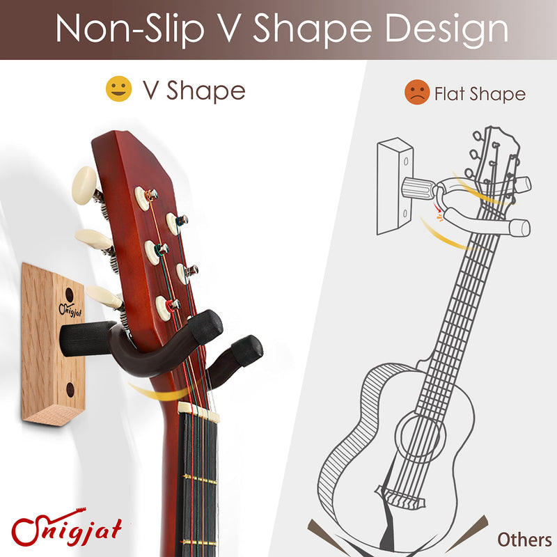 Guitar Wall Mount 2 Pack, Guitar Hanger for Rotatable, Solid Wood Guitar Wall Hanger with Screws, V-Shaped Guitar Mount Hook for Acoustic Electric Guitar, Bass, Guitar Holder for Mandolin, Banjo Apricot