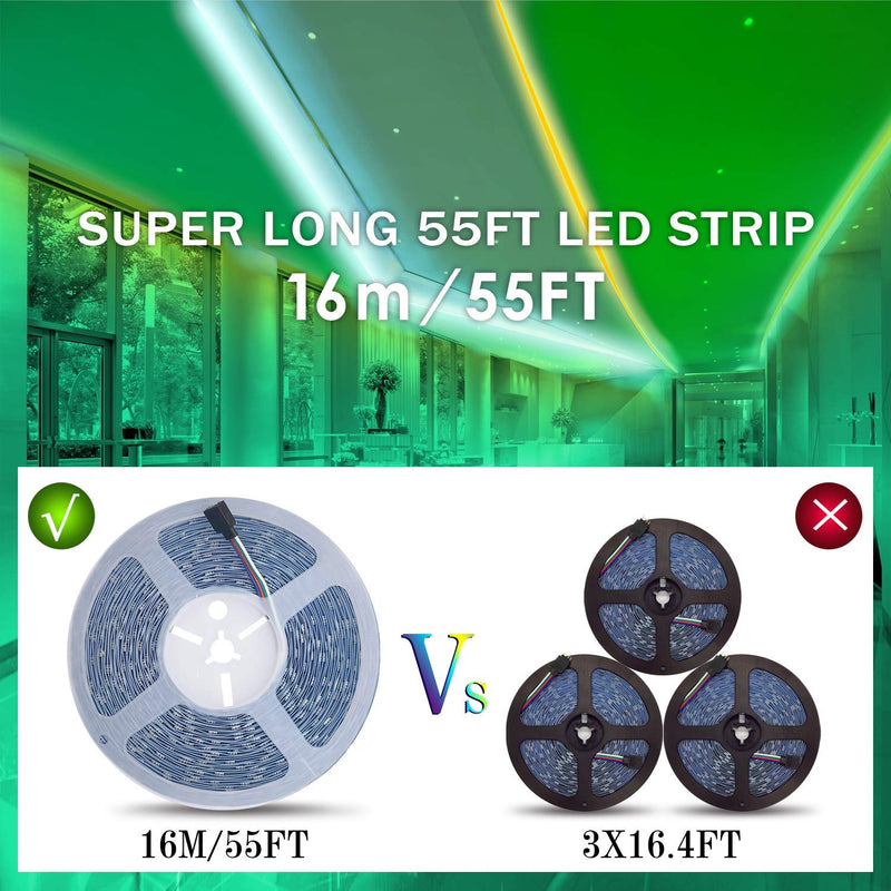 [AUSTRALIA] - MengZi 55ft/16M LED Light Strip RGB Soft Rope Lights 5050 SMD 480 LEDs Non Waterproof 16 Meters Tape Light with 44 Keys IR Wireless Remote Control and 24V Power Adapter for Indoor Outdoor 16M 