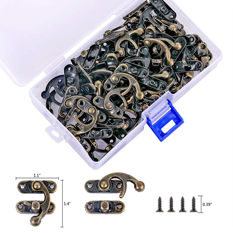 [AUSTRALIA] - PGMJ 40 Pieces Jewelry Box Hardware Bronze Tone Antique Right Latch Hook Hasp Horn Lock Wood Jewelry Box Latch Hook Clasp and 160 Replacement Screws (Right Latch Buckle) 