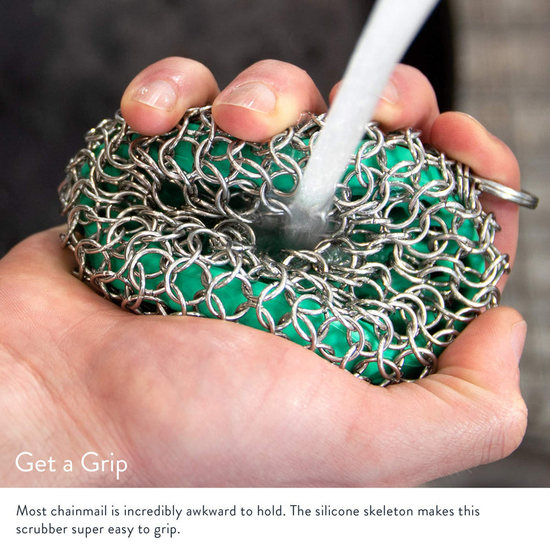 Greater Goods Chainmail Scrubber | Clean the Cast Iron Like a Pro without Losing Seasoning | Dishwasher Safe and Easy on the Hands | Designed in St. Louis