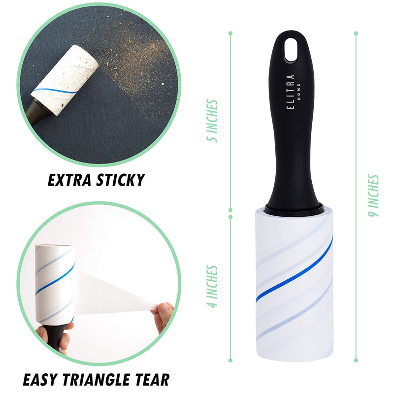 Elitra Lint Roller for Pet Hair Extra Sticky Reusable Lint Remover with Refills for Clothes, Floors & Furniture - 450 Sheets