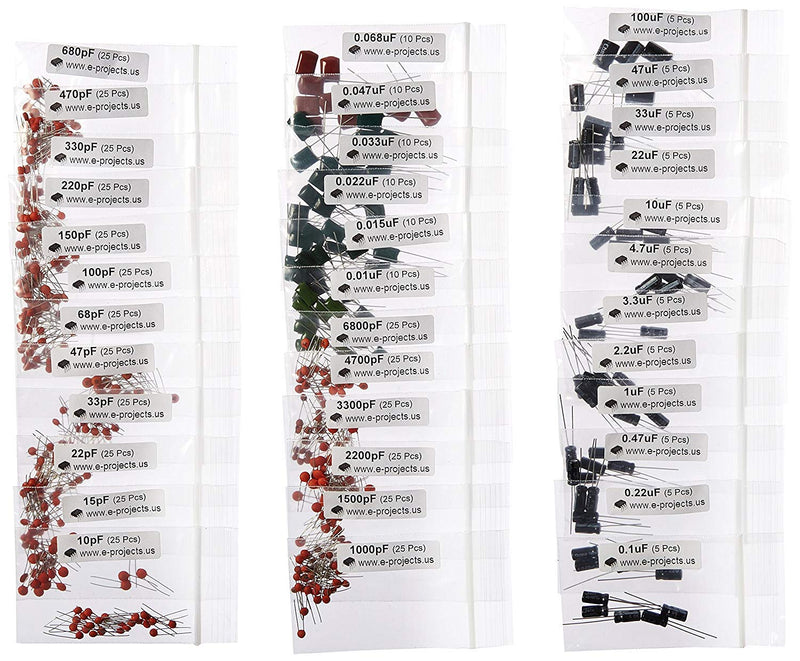 E-Projects - 570 Piece Capacitor Kit (36 Values)