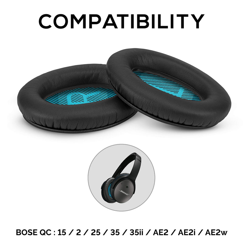 Replacement Earpads for Bose QuietComfort QC 15 25 35 Premium Ear Pads QC15 QC25 QC35 AE2 & SoundLink, Memory Foam, Soft & Long Lasting by Brainwavz