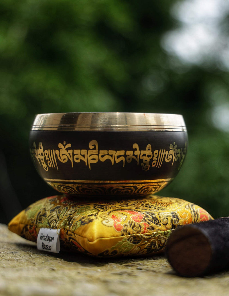 Tibetan Singing Bowl Set - Easy To Play Authentic Handmade For Meditation Sound 7 Chakra Healing By Himalayan Bazaar