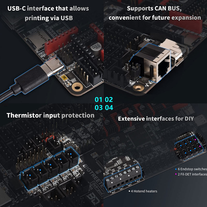 BIGTREETECH 3D Printer Upgrade Motherboard Octopus V1.1 Control Board 32bit Compatible TMC2209, TMC2208 Driver, Support DIY Klipper Firmware and Raspberry Pi Online Printing for Voron V2.4 3D Printer Octopus V1.1 Motherboard