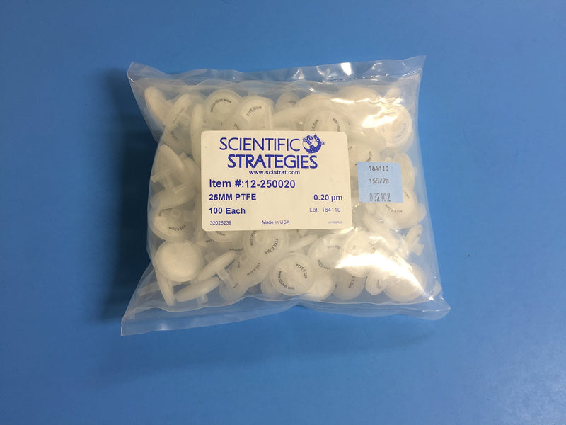 Syringe Filter, PTFE, 30mm Diameter, 0.22um, 100/pk