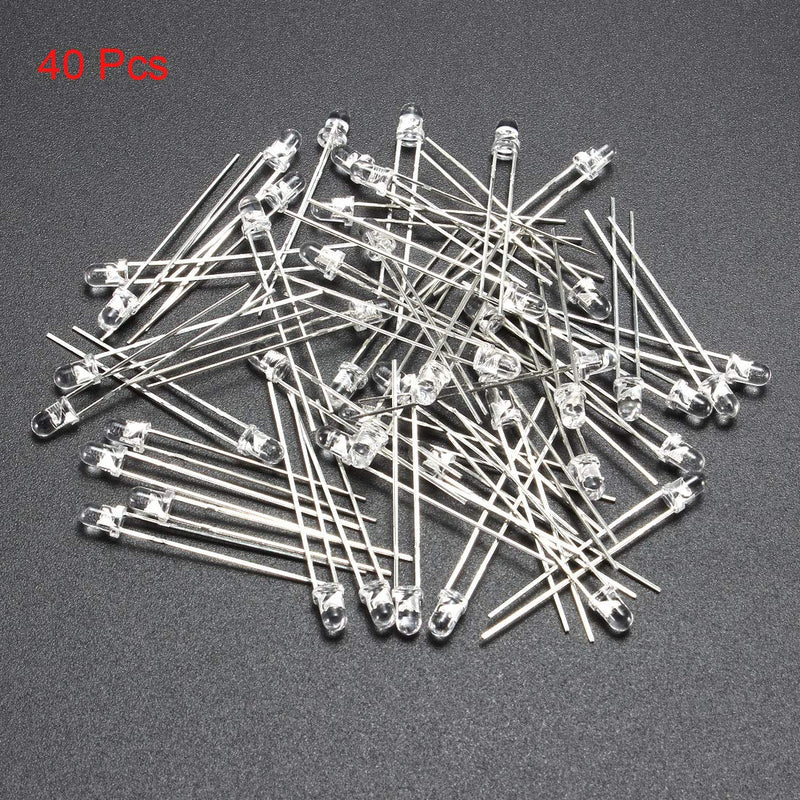 uxcell 40pcs 3mm 940nm Infrared Emitter Diode DC 1.2V LED IR Emitter Light Emitting Diodes Clear Round Head