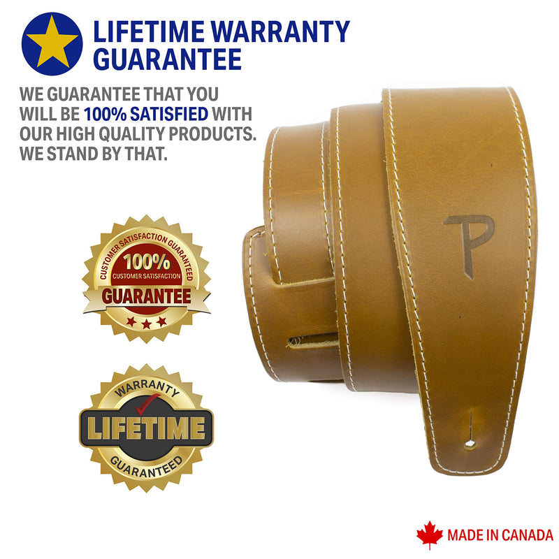 Perri’s Leathers Ltd. - Guitar Strap - Baseball Leather (Series) - Sunflower - Adjustable - For Acoustic/Bass/Electric Guitars - Made in Canada (SP2S-7164)