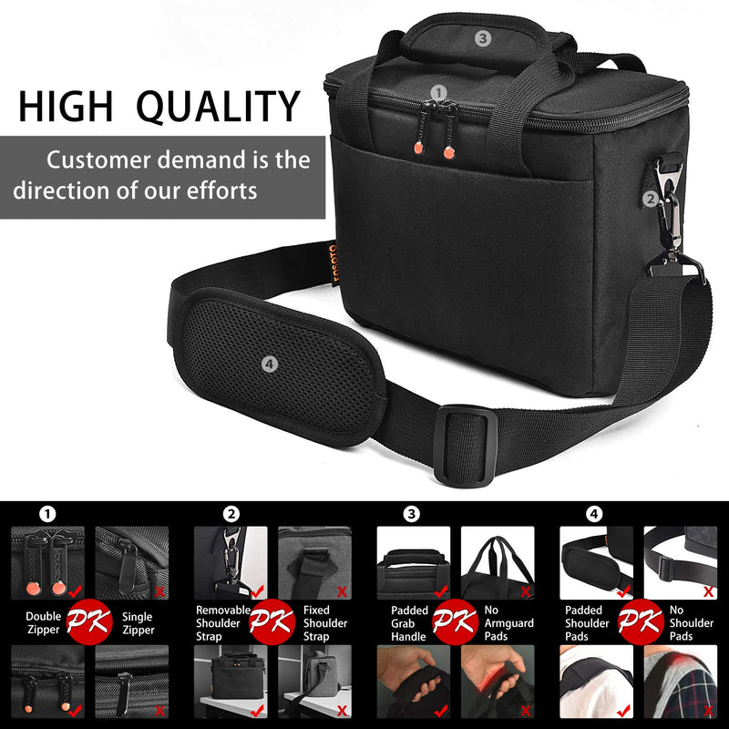 FOSOTO Padded Camera Case with Extra Rain Cover Compatible for Canon EOS Rebel T3i T5 T6 4000D SL2 Nikon B500 D3400 Panasonic Lumix FZ80 DSLR SLR Camera Lens (Black) Black