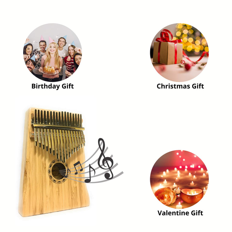 SFORZANDO Kalimba 17 Keys Thumb Piano with Instrument Guide and Accessories, Portable Mbira Finger Piano for Kids and Adult Beginners