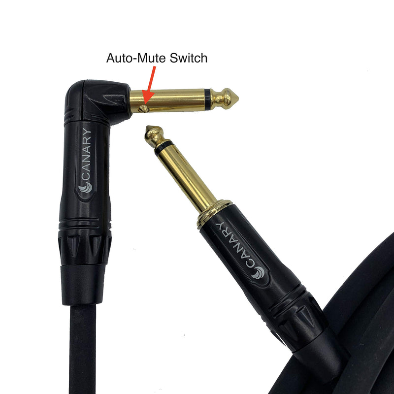 [AUSTRALIA] - Canary 10ft Premium Instrument Cable with Auto-Mute Switch - 1/4" Gold Straight to Right Angle Plugs 