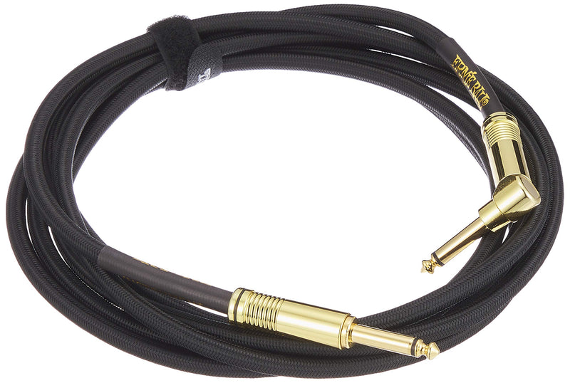 Ernie Ball Braided Instrument Cable, Straight/Angle, 10ft, Black (P06081) 10 feet