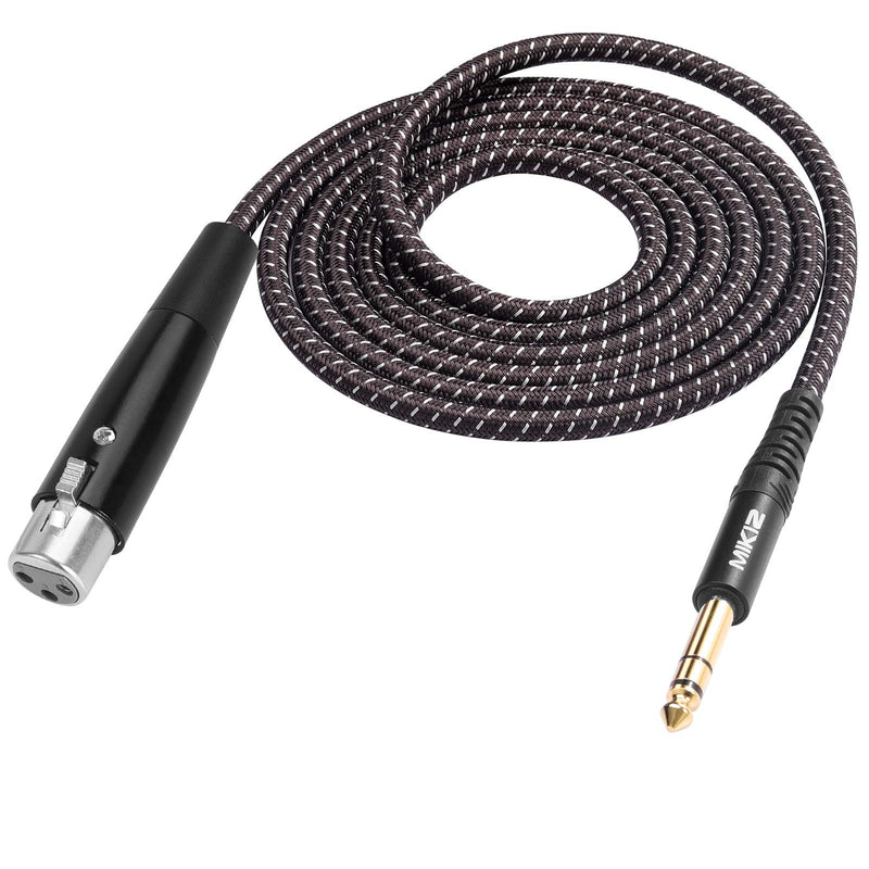 MIKIZ 6Ft XLR Female to 1/4" TRS Stereo Cable - Balanced Microphone Cords Braided 1-Pack 1 Pack TRS to Female XLR 6ft