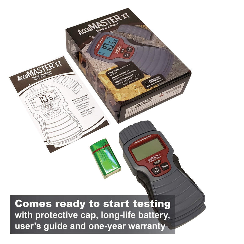 Calculated Industries 7440 AccuMASTER XT Digital Moisture Meter | Handheld |Pin Type | Backlit LCD Display | Detects Leaks, Damp and Moisture in Wood, Walls, Ceilings, Carpet and Firewood Pin-Type, Backlit LCD Sensors