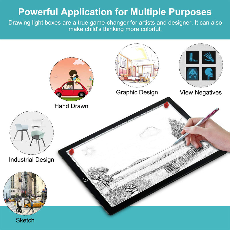 Tracing Light Box, A4 Light Board Portable LED Light Pad Tracer Dimmable Winshine Copy Board Artcraft Tracing Light with USB Power Cable for Artists Drawing, Sketching, Animation