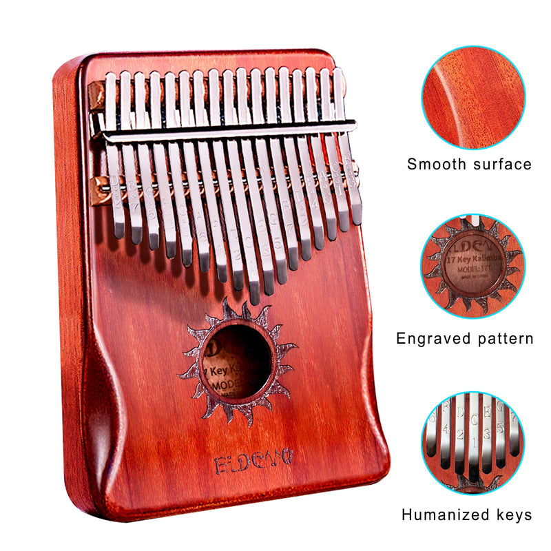 Kalimba Thumb Piano 17 Keys，Mbira Sanza Finger Piano with Waterproof Protective Box，Study Instruction and Tune Hammer，Portable Easy Operation Engraved Notes，Gift Ideas for Kids Adult