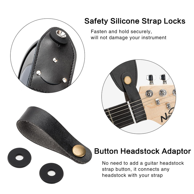 Guitar Strap for Electric/Acoustic Guitar/Bass, Includes 2 Picks + Strap Locks + Strap Button, Cotton Jacquard Guitar Straps Blue Woven&strap Button