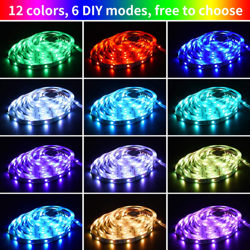 [AUSTRALIA] - GUOTONG 16.4ft LEDs Strip Light with 44 Keys RF Remote Controller and 12V Power Dimmable Indoor 5050 Color Changing RGB Tape Lights Ideal for Home, Bedroom, Kitchen 