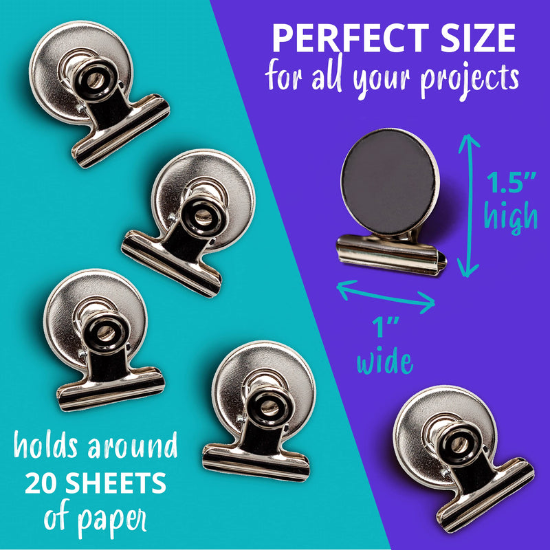 Papercode 12 Strong Scratch-Free Refrigerator Magnet Clips for Organizing & Decorating - Bonus Magnetic Notepad