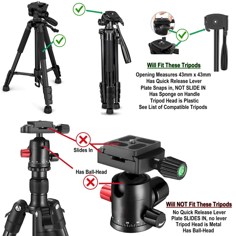 DaVoice 43mm Tripod Quick Release Plate Camera Mounting Adapter Parts Replacement for Torjim 60-Inch AX60, Endurax 66" ETR66, UBeesize 60” TR60, Zomei Q111, KingJoy, Victiv, Mactrem PT55 Tripod Mount