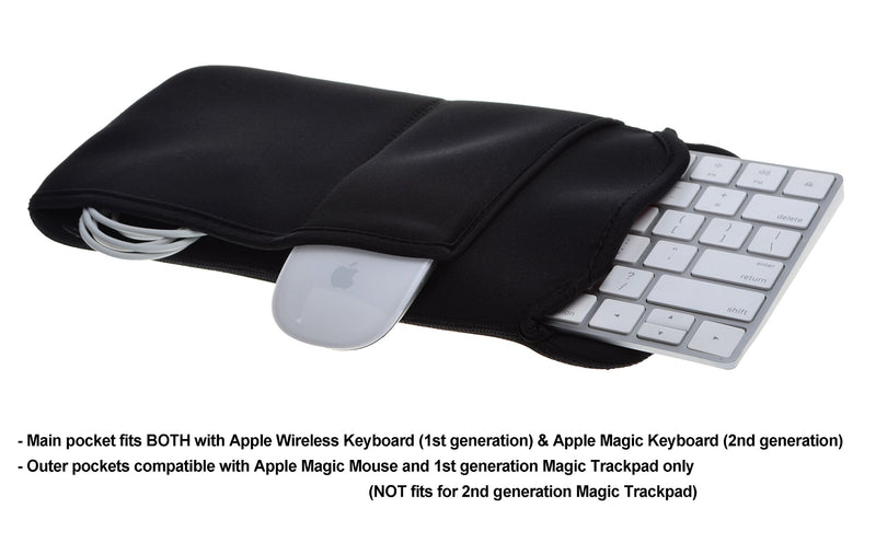 Cosmos Black Color Neoprene Carrying Protection Sleeve Case Cover for Apple Wireless Keyboard & Magic Mouse and Magic Trackpad