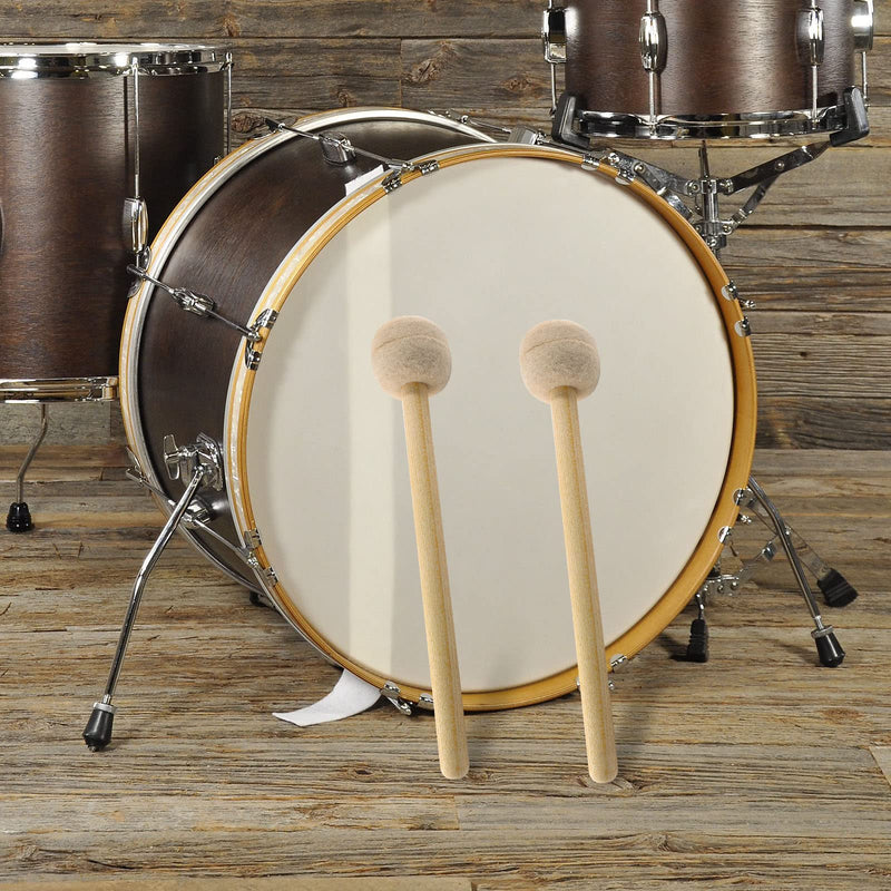 [AUSTRALIA] - Jiozermi 2 Pcs Drum Mallet 12.8 Inches Length, Wool Felt Drum Stick, Anti-slip Bass Percussion Sticks, Instrument Band Accessory Part for Drums Snare Drums, Beige 
