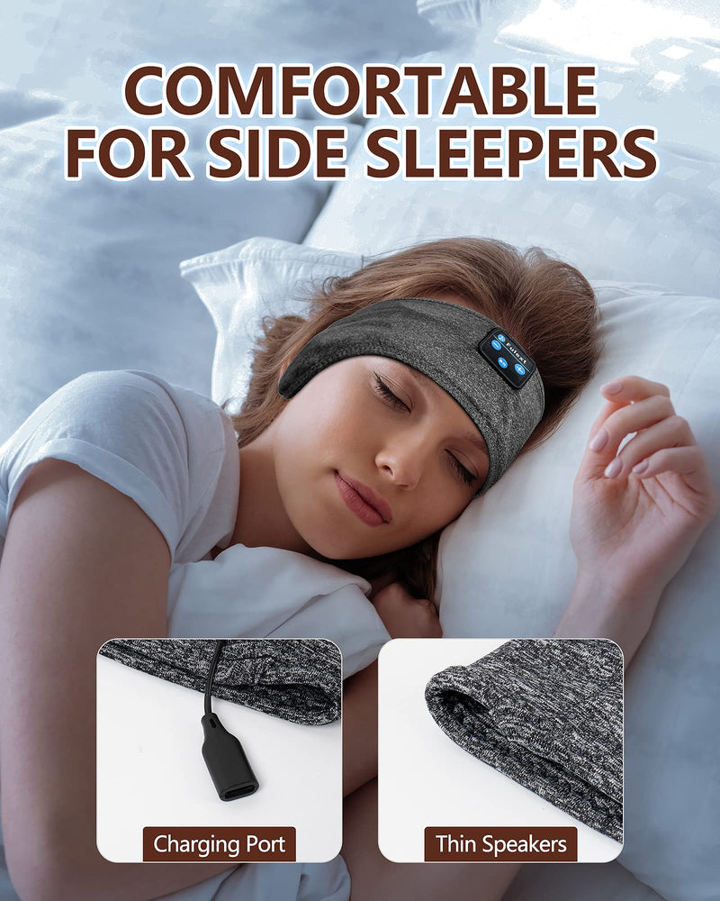 Sleeping Headphones Bluetooth Headband, Perytong Soft Sleep Headphones Headbands,Long Time Play Sleeping Headsets with Built in Speakers Perfect for Workout,Running,Yoga,Travel DarkGray