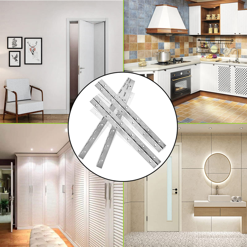 [AUSTRALIA] - EPHECH 4PCS 12Inch Stainless Steel 304 Continuous & Piano Hinges, Heavy Duty Nickle Continuous Hinge Piano Boat Hinges, 0.04" Thickness Folding Cabinet Door Butt Hinge Silver 