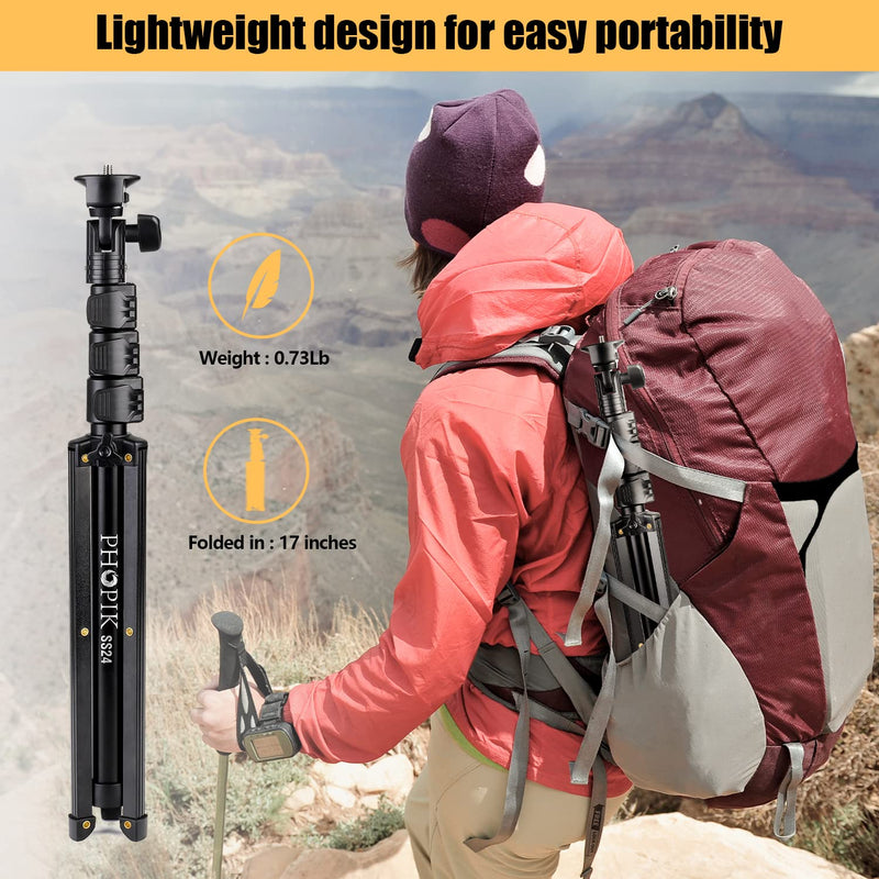 PHOPIK Phone Tripod Stand : Selfie Stick Tripod,Phone Tripod Extendable Camera & Cell Phone Tripod Stand for iPhone & Android Phone, Heavy Duty Aluminum, Lightweight SS24