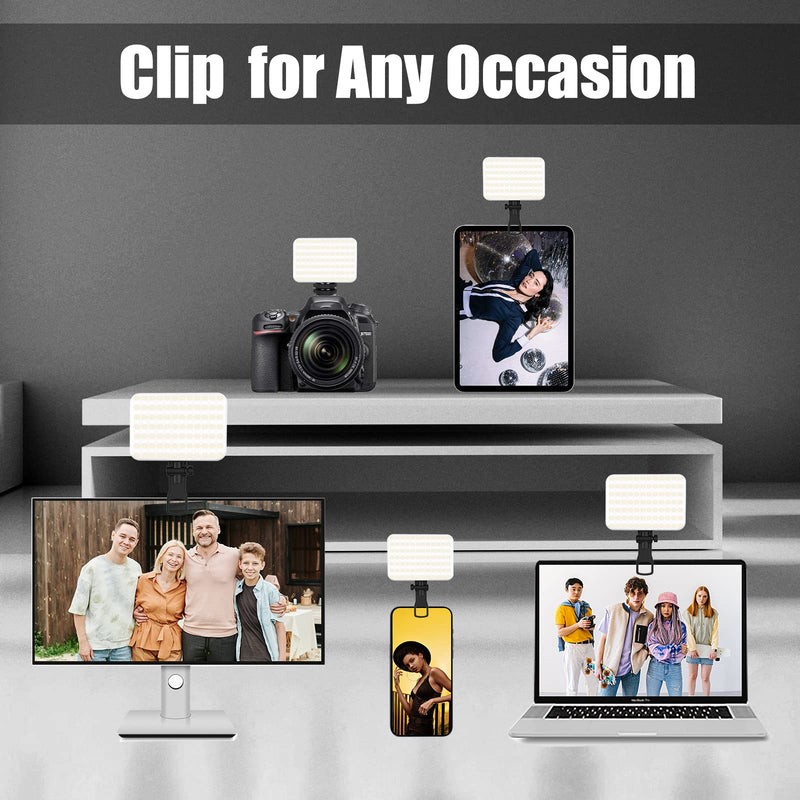 Selfie Light - BANSINE USB-Rechargeable LED Phone Light - Portable Photo Light with 97+ CRI, Up to 6500K Color Temperature Phone Light for Selfie, Zoom Conference, Video, Makeup and Live Stream Black