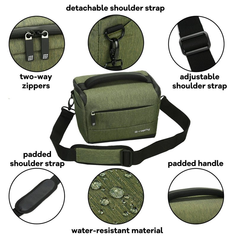 G-raphy Camera Bag Case Waterproof DSLR Insert Bag for Nikon, Canon,Sony,Olympus,Pentax and etc (Army Green) Army Green