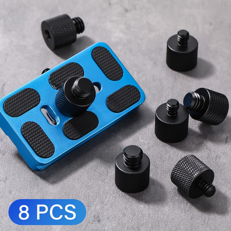 [AUSTRALIA] - 8 Pack Microphone Adapter 1/4 Male to 3/8 Female and 3/8 Male to 1/4 Female Camera Screw Adapter for Camera Tripod Stand Microphone Stand Mic Mount (Black) Black 