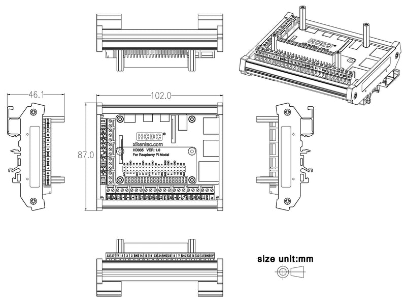 [AUSTRALIA] - DIN Rail Mount Pinout Breakout Terminal Block Module for Raspberry Pi A+ 3A+ B+ 2B 3B 3B+ 4B Zero Zero-W 