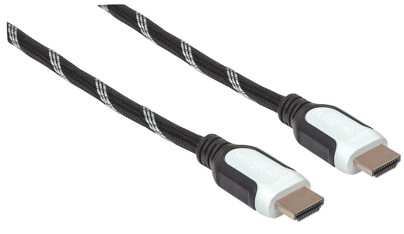 Braided Premium High Speed HDMI Cable with Ethernet HEC, ARC, 3D, 4K60Hz, HDMI Male to Male, Shielded, 1 m (3 ft.), Black/White