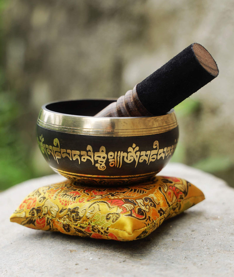Tibetan Singing Bowl Set - Easy To Play Authentic Handmade For Meditation Sound 7 Chakra Healing By Himalayan Bazaar