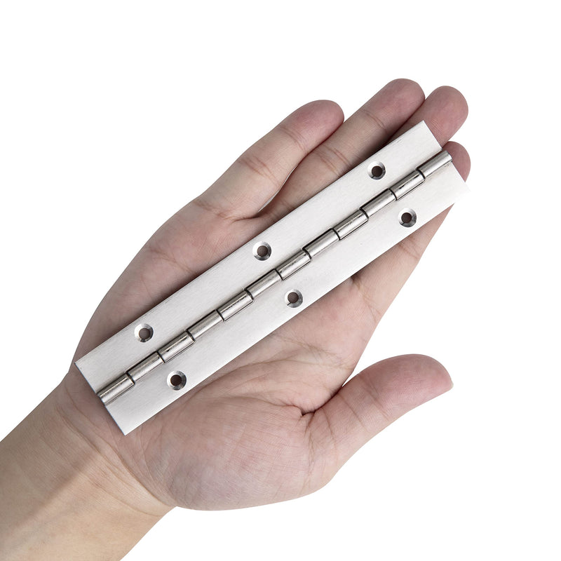 FVSEC 12 Pack 6 Inch Piano Hinge, Heavy Duty Continuous Hinge with Holes for Cabinets Boat Marine Door, 304 Stainless Steel 0.04" Leaf Thickness 1.2'' Open Width Silver