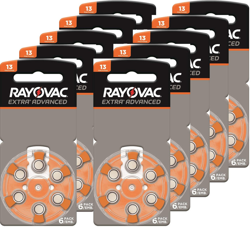 RAYOVAC EXTRA HEARING AID BATTERIES SIZE 13 NEW pack 60 pcs