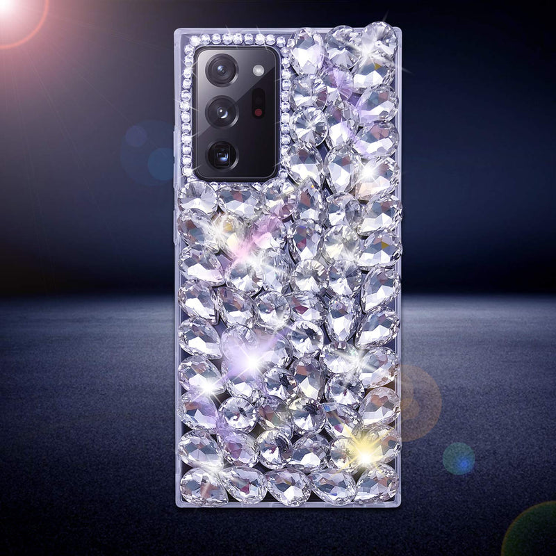 Bonitec for Samsung Galaxy Note 20 Ultra 5G Case 3D Glitter Sparkle Bling Case Luxury Shiny Crystal Rhinestone Diamond Bumper Clear Gems Protective Case Cover